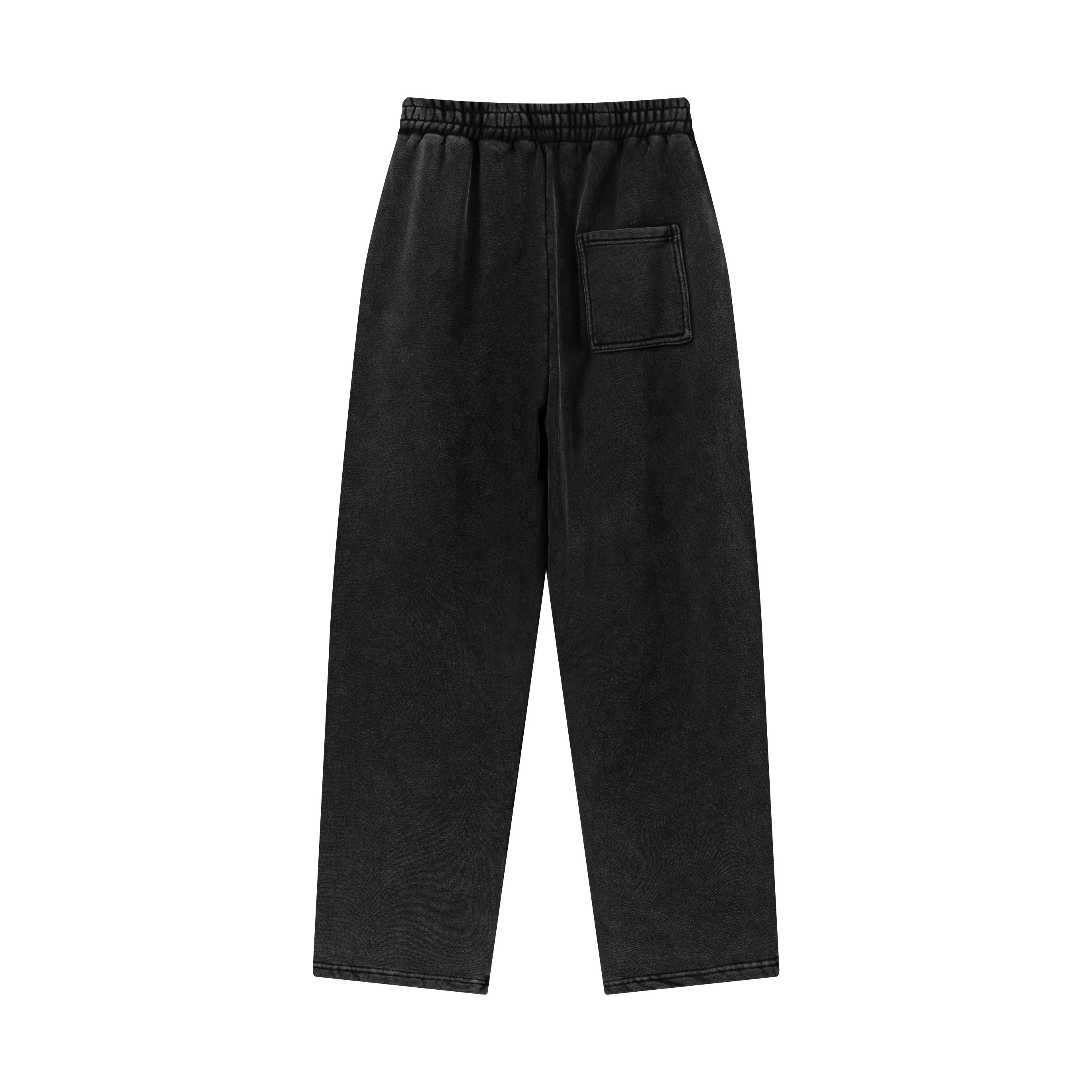 400GSM Men’s Vintage-Wash Scythe-Cut Barrel Pants Vintage Black