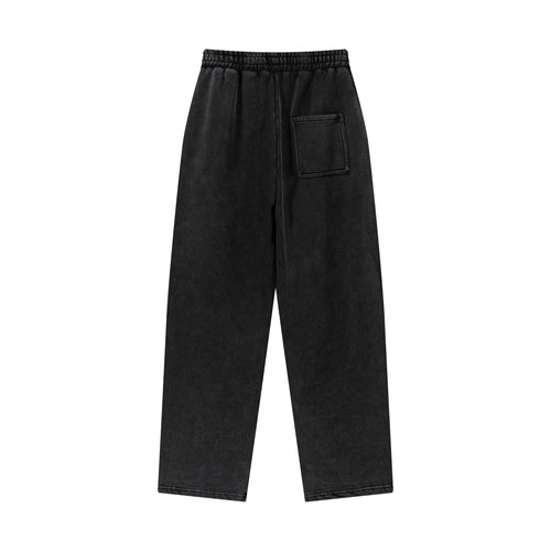 400GSM Men’s Vintage-Wash Scythe-Cut Barrel Pants Vintage Black