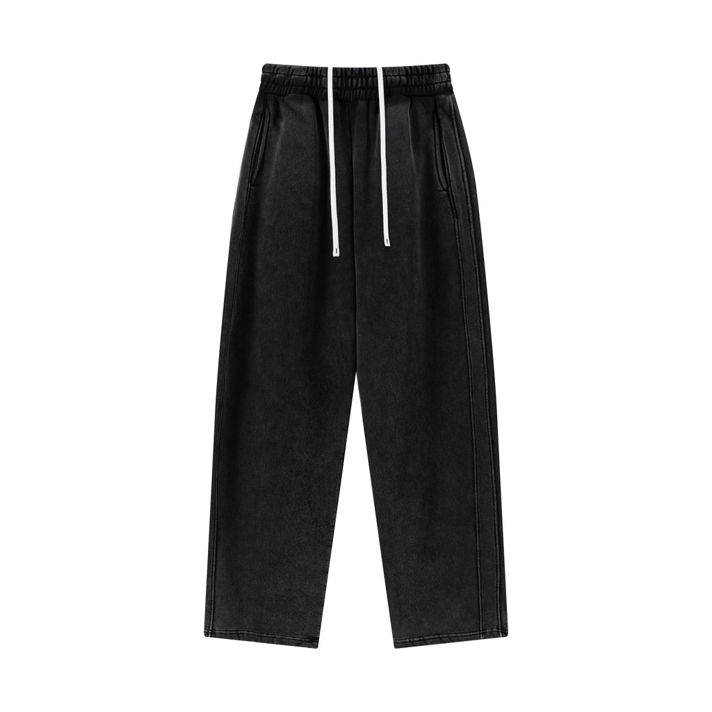 400GSM Men’s Vintage-Wash Scythe-Cut Barrel Pants Vintage Black
