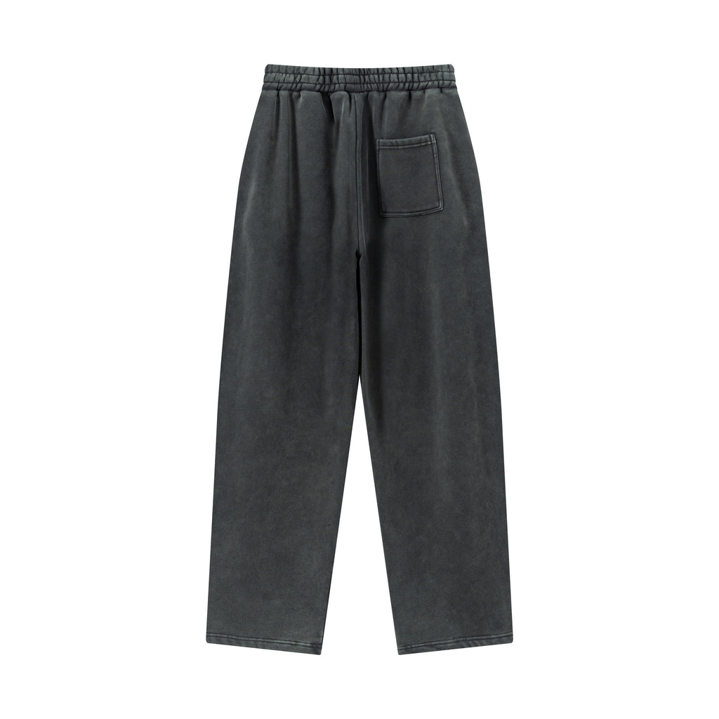 400GSM Men’s Vintage-Wash Scythe-Cut Barrel Pants Vintage Dark Grey