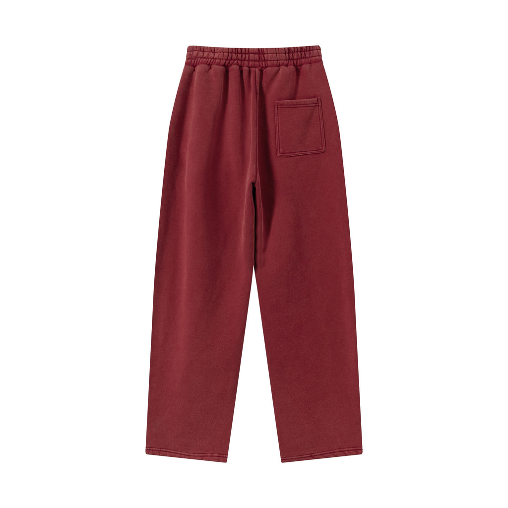 400GSM Men’s Vintage-Wash Scythe-Cut Barrel Pants Vintage Red