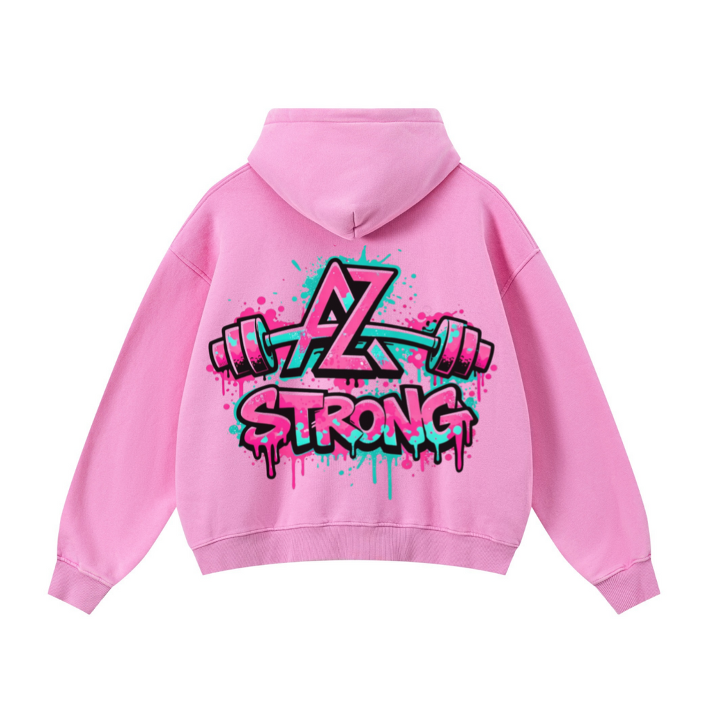 400GSM Unisex Vintage-Wash Boxy-Fit Zip-Up Hoodie Vintage Peach Pink