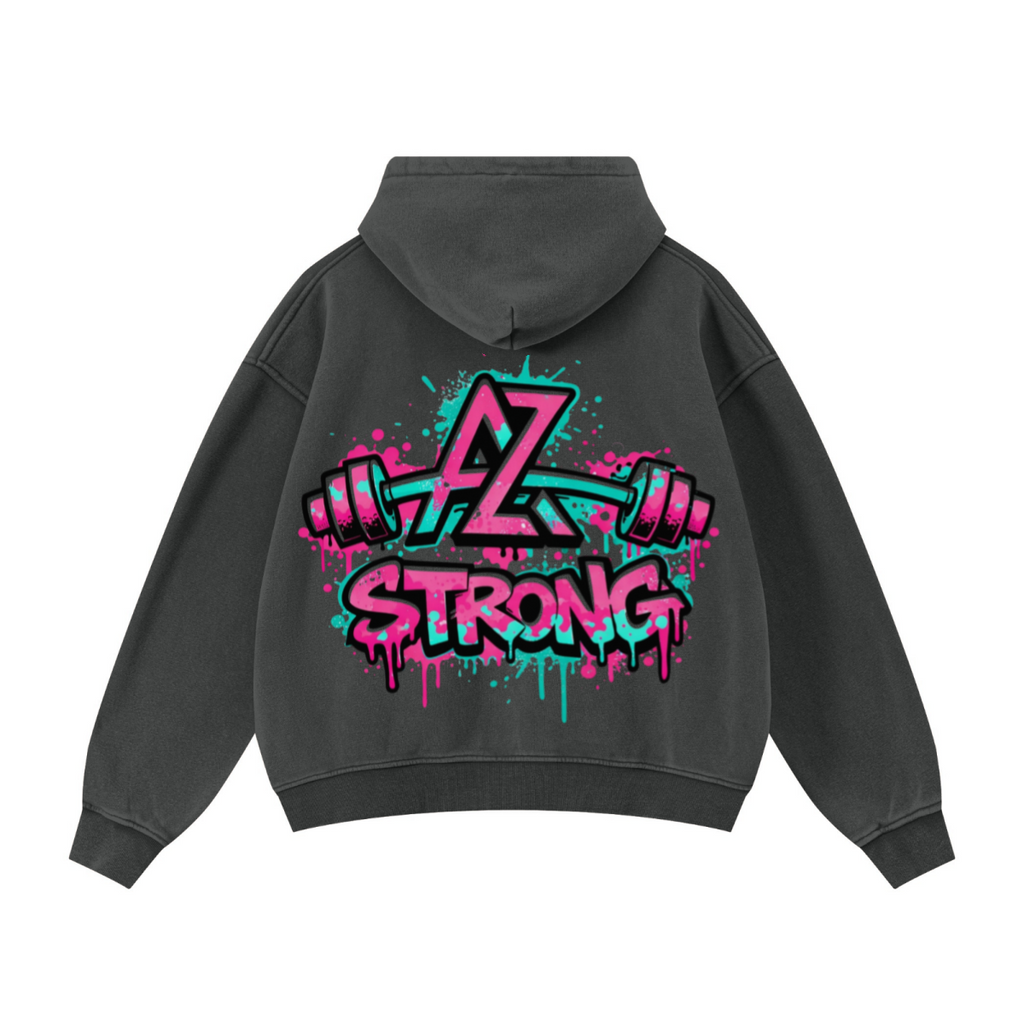 400GSM Unisex Vintage-Wash Boxy-Fit Zip-Up Hoodie Vintage Dark Grey
