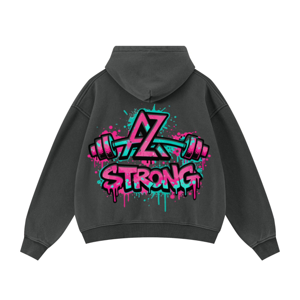 400GSM Unisex Vintage-Wash Boxy-Fit Zip-Up Hoodie Vintage Dark Grey