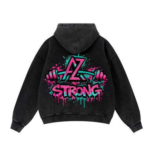 400GSM Unisex Vintage-Wash Boxy-Fit Zip-Up Hoodie Vintage Black
