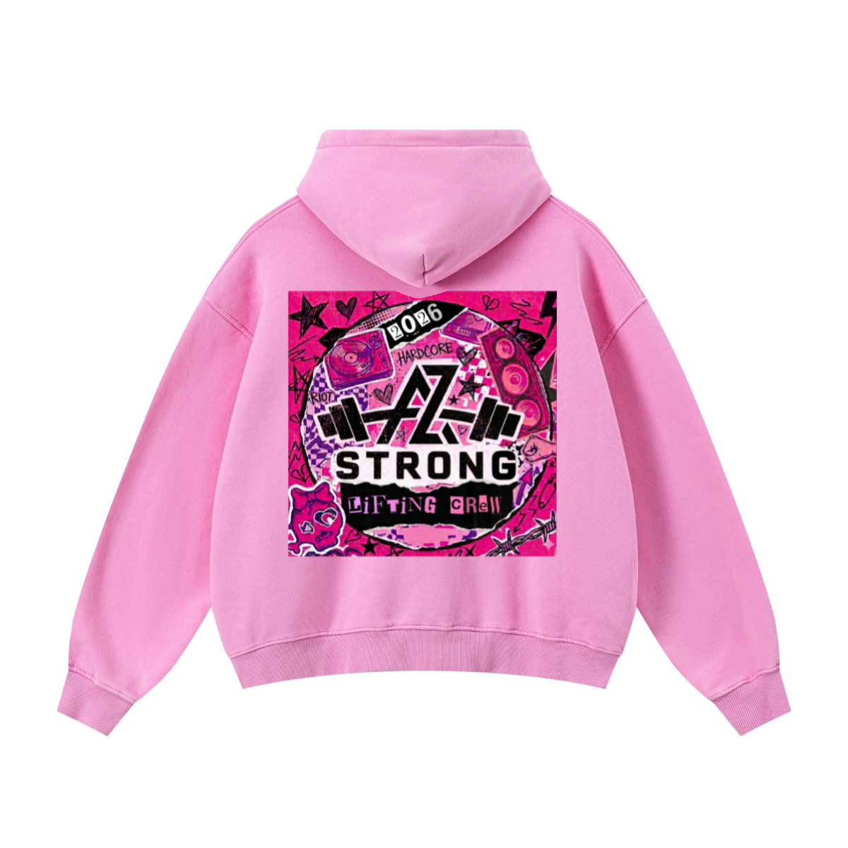 400GSM Unisex Vintage-Wash Boxy-Fit Zip-Up Hoodie Vintage Peach Pink
