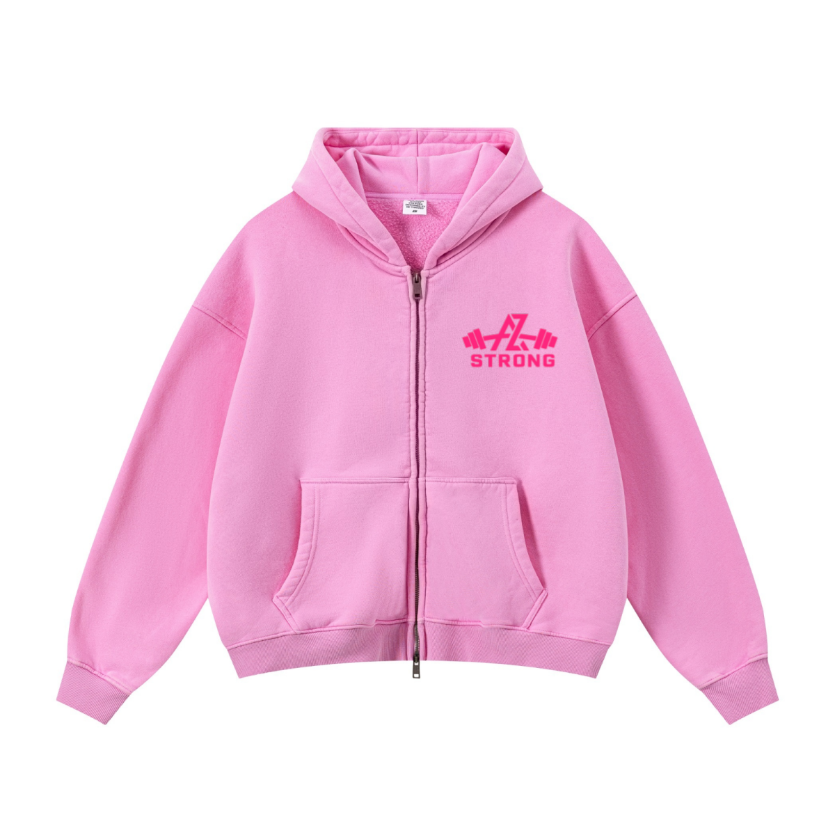 400GSM Unisex Vintage-Wash Boxy-Fit Zip-Up Hoodie Vintage Peach Pink