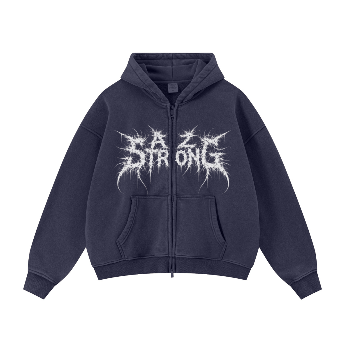 400GSM Unisex Vintage-Wash Boxy-Fit Zip-Up Hoodie Vintage Royal Blue