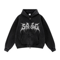 400GSM Unisex Vintage-Wash Boxy-Fit Zip-Up Hoodie Vintage Black